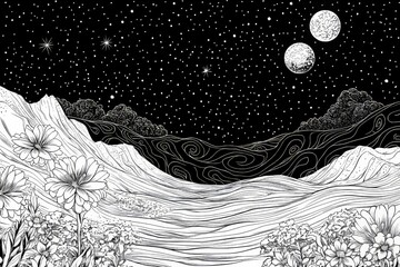 Wall Mural - With an attractive background design, this line art illustration is a must-see