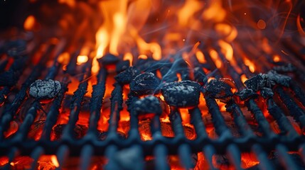 Wall Mural -  Close-Up of a Hot Grill on a Sunny Afternoon