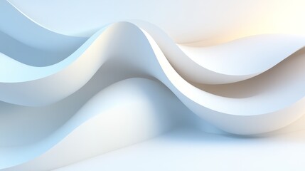 Poster - Abstract wavy blue and white background with soft gradient light