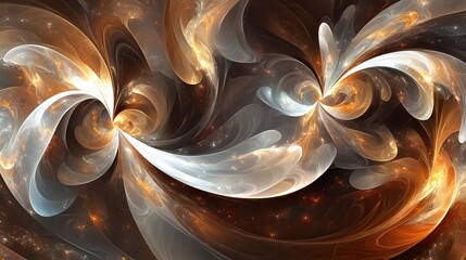 Wall Mural - With a brown background and fractal star explosion accented by gloss and intricate lines, this is an abstract line art illustration