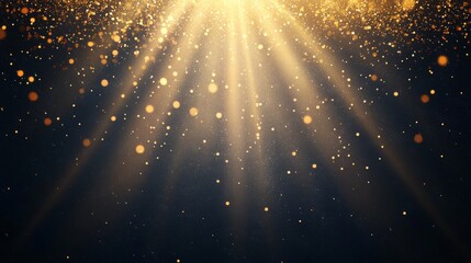 Poster - Illustration of an abstract background with a golden hued starburst featuring rays of light and stunning particles