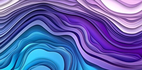 Poster - An abstract line art illustration depicting a distorted violet and turquoise surface on a three dimensional background