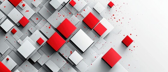 Wall Mural - Abstract Red and White Geometric Pattern