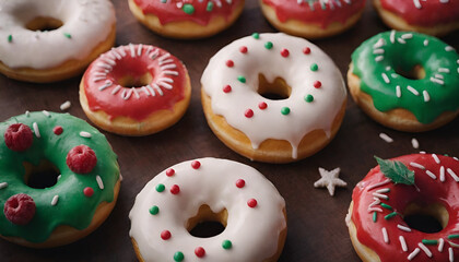 Sticker - christmas themed decorated donuts