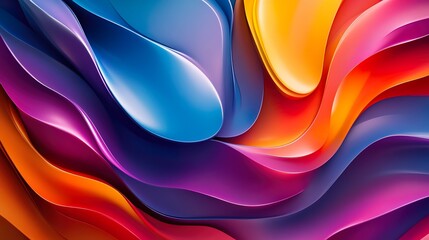 Wall Mural - Dynamic wavy pattern with vibrant colors and abstract design background