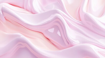 Poster - Abstract pastel pink cosmetic texture background, smooth creamy skincare product with light and shadows, wavy rippled surface