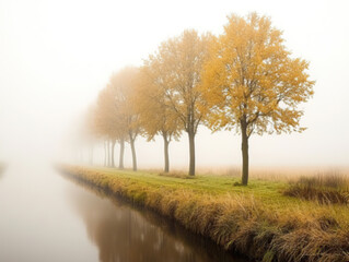 A foggy dutch landscape in october