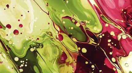 Poster - Abstract macro painting in liquid alcohol ink technique with gold splashes, a vibrant color combination for your next project
