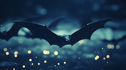 Glowing Bats against dark background with a dotted light pattern on the ground image