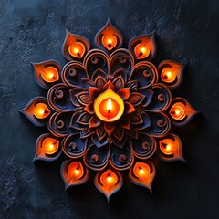 Glowing Diwali Lamp with Mandala Design