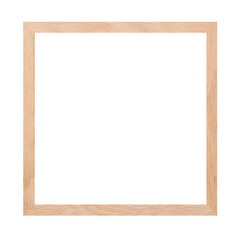 Light wooden square picture frame isolated on a white background.