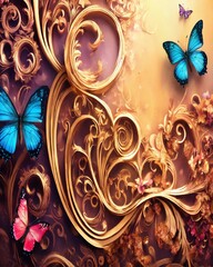 Sticker - background with butterfly