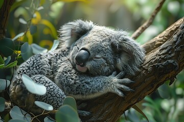 Wall Mural - Sleeping Koala in a Tree