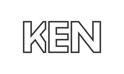 Poster - KEN logo design template with strong and modern bold text. Initial based vector logotype featuring simple and minimal typography. Trendy company identity.