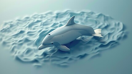 Dolphin in Abstract Ocean