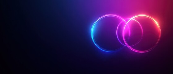 Canvas Print - Intertwined Neon Circles on a Dark Gradient Background