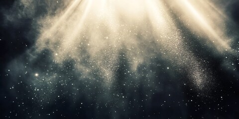 Wall Mural - Abstract background with golden light and dust particles on a dark background.