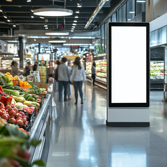 Vertical Blank Digital Billboard in Elegant Supermarket