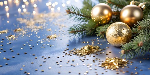 Canvas Print - Beautiful abstract background with dark and golden particles .Christmas Golden light shine particles broken on navy blue background. Gold foil texture.  Holiday.