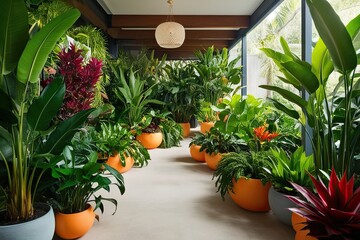 Wall Mural - Lush Tropical Plant Collection for a Refreshing Indoor Sanctuary