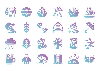 Wall Mural - Seasonal autumn icons in flat gradient icon set.Vector illustration