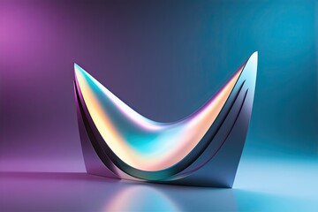 Wall Mural - Iridescent Futuristic 3D Abstract Wave Shape Illustration Design