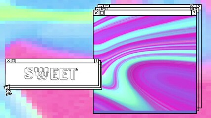 Poster - animation of digital interfaces with sweet text and colourful shapes on colourful background