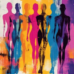 Poster - Vibrant artistic silhouettes with bold colors and abstract design theme.