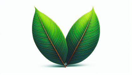 Wall Mural - colorful green mango leaves or green leaves on white background 