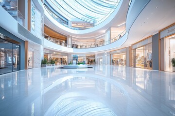 Wall Mural - A large, empty shopping mall with a lot of glass windows