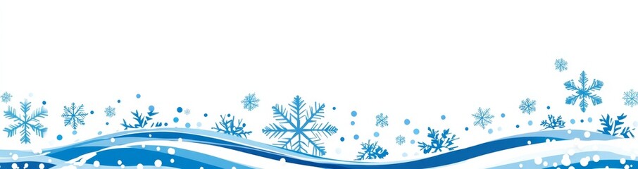 Wall Mural -  Vector Border of Light Blue Snowflakes on a White Background, Perfect for Winter-Themed Designs