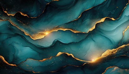 Poster - Abstract Teal and Gold