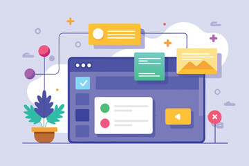 Poster - Creative digital workspace showcasing various user interface elements, colorful graphics, and interactive design elements during daytime
