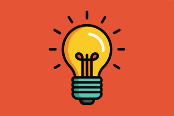 Aufkleber - A brightly lit light bulb with a blue background symbolizes innovation, creativity, and fresh ideas in a minimalist design