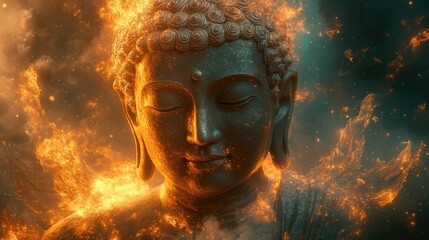 Canvas Print - Buddha in Flames