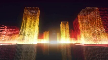Poster - Animation of digital city on black background