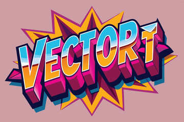 Fototapete - Vibrant vector art showcasing bold lettering with dynamic colors and playful design elements against a pink background