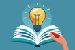 © SaroStock - A hand holding a pen above an open book with a glowing light bulb, symbolizing creativity and learning in an educational environment