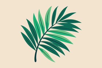 Fototapete - A vibrant green palm leaf displayed against a soft beige background, showcasing its intricate leaf patterns and natural beauty in a minimalist design