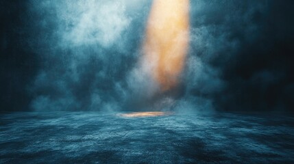 Poster - A Dramatic Beam of Light Pierces Through the Fog