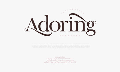 Canvas Print - Adoring typography beauty fashion elegant minimalist serif italic fonts decorative wedding vintage retro logos. Minimal luxury font alphabet logo. Vector illustration