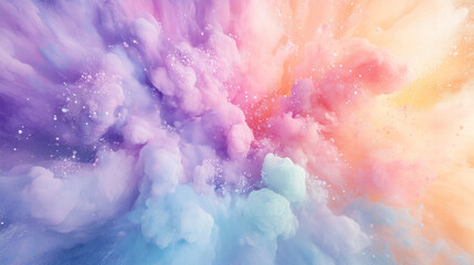 Wall Mural - Soft And Dreamy Pastel Clouds Of Pink Purple And Yellow Abstract Art