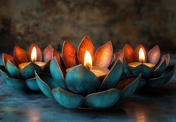 Sticker - Lotus Candle Holders with Warm Glow