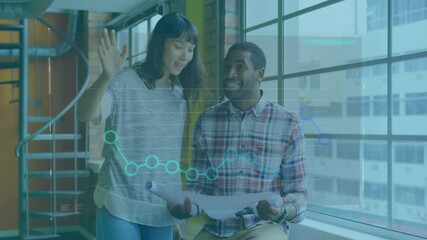 Poster - Animation of diagrams over diverse colleagues discussing work in office