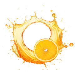 Wall Mural - orange juice splash isolated on transparent white background, clipping path