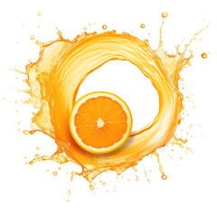 Wall Mural - orange juice splash isolated on transparent white background, clipping path