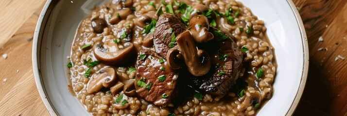 Wall Mural - Venison Risotto with Mushrooms