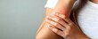 © Margarita Ratatosk - Woman with skin diseases. Red spot or rash of skin on woman's hand. Allergic reaction from atopic, insect bite. Itchy hives, Pele virus, eczema, urticaria, psoriasis. Health care and medicine concept