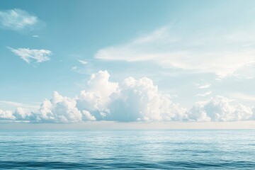 Naklejka na meble Panorama of clear sky background for summer vacation concept at ocean and summer sea water with sunlight of beautiful cloudy sky , ai