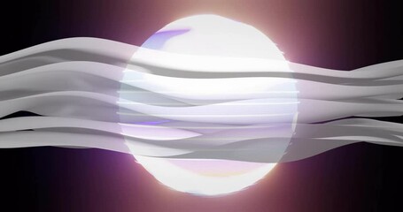 Poster - Animation of white shapes moving over neon globe